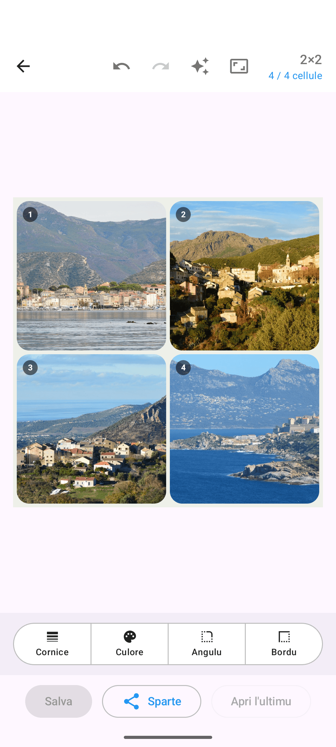Editore Kollagerie cù un cullà di foto 2×2, tema chjaru