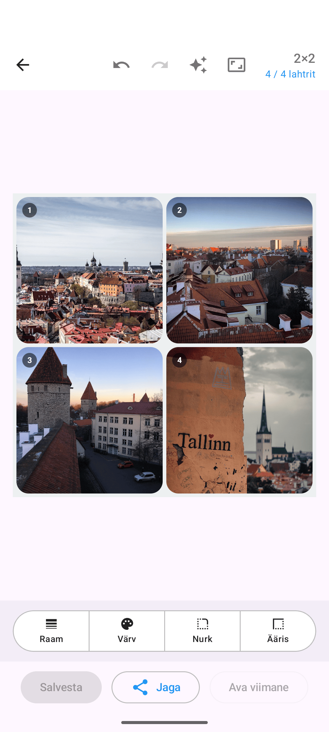 Kollagerie redaktor 2×2 fotokollaažiga, hele teema