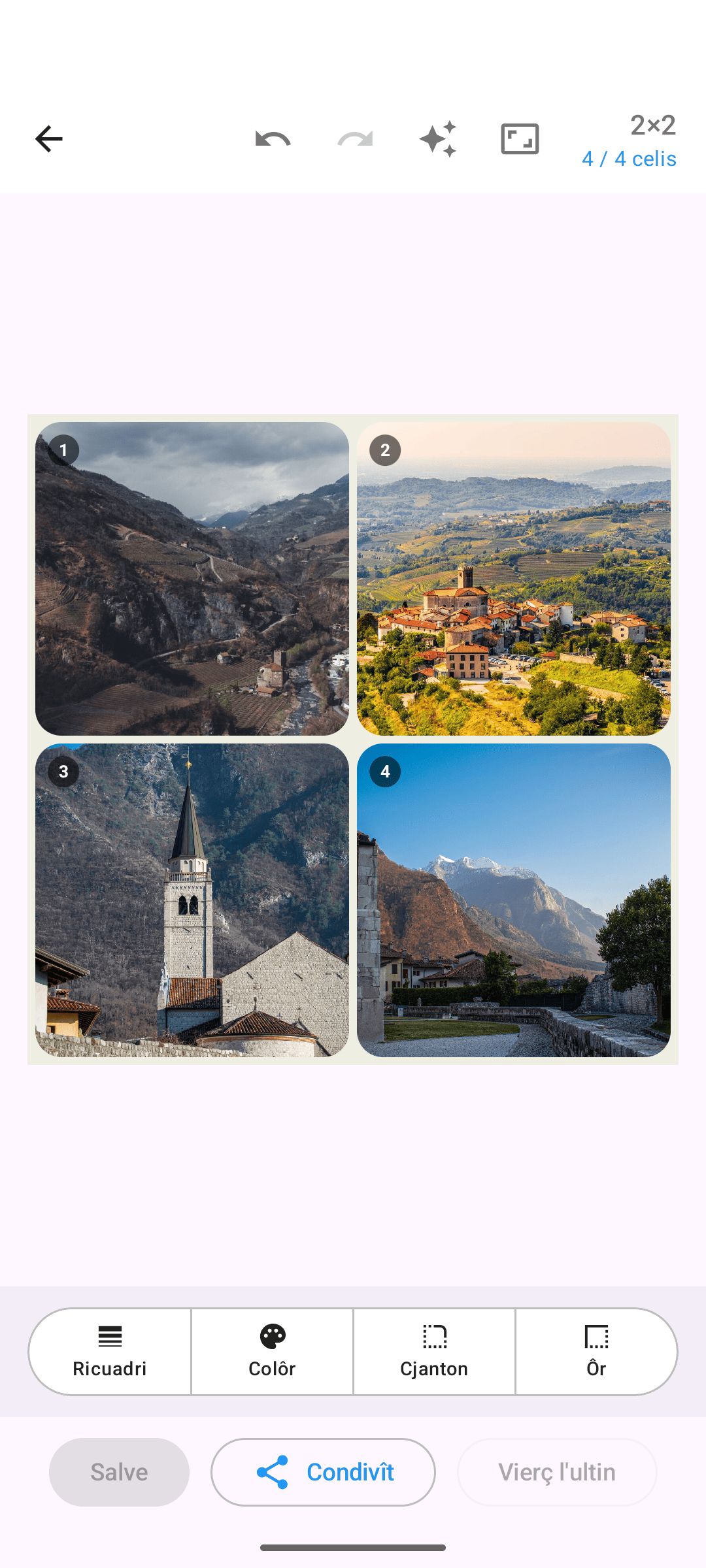 Editôr Kollagerie cuntun colaç di fotos 2×2, teme clâr
