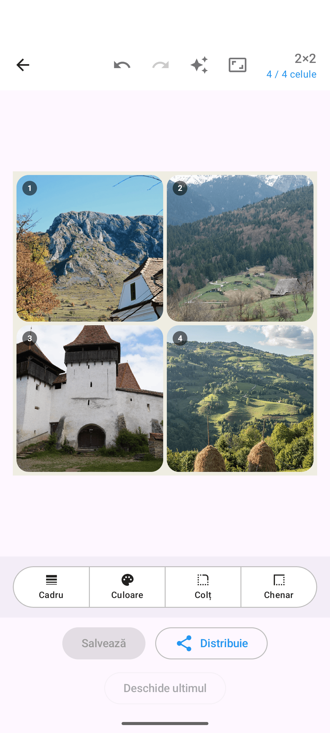 Editor Kollagerie cu un colaj foto 2×2, temă deschisă