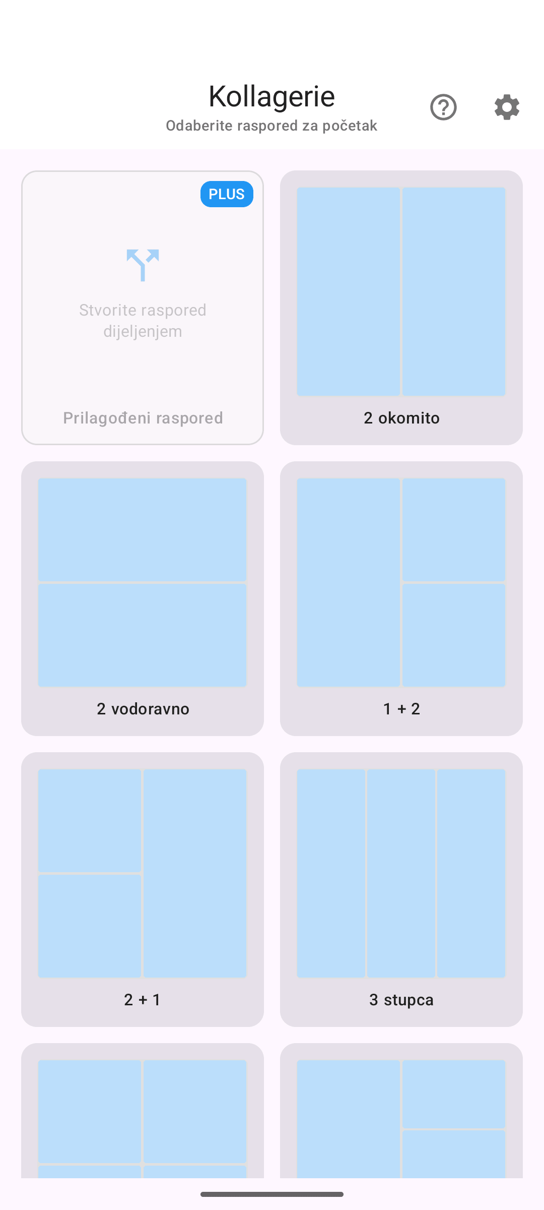 Odabir predloška s oznakom PLUS na vlastitim rasporedima