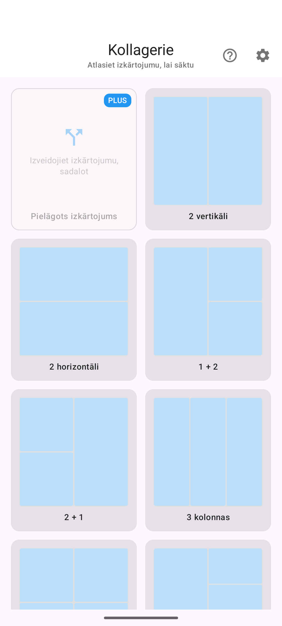 Veidnes izvēle ar PLUS emblēmu uz saviem izkārtojumiem