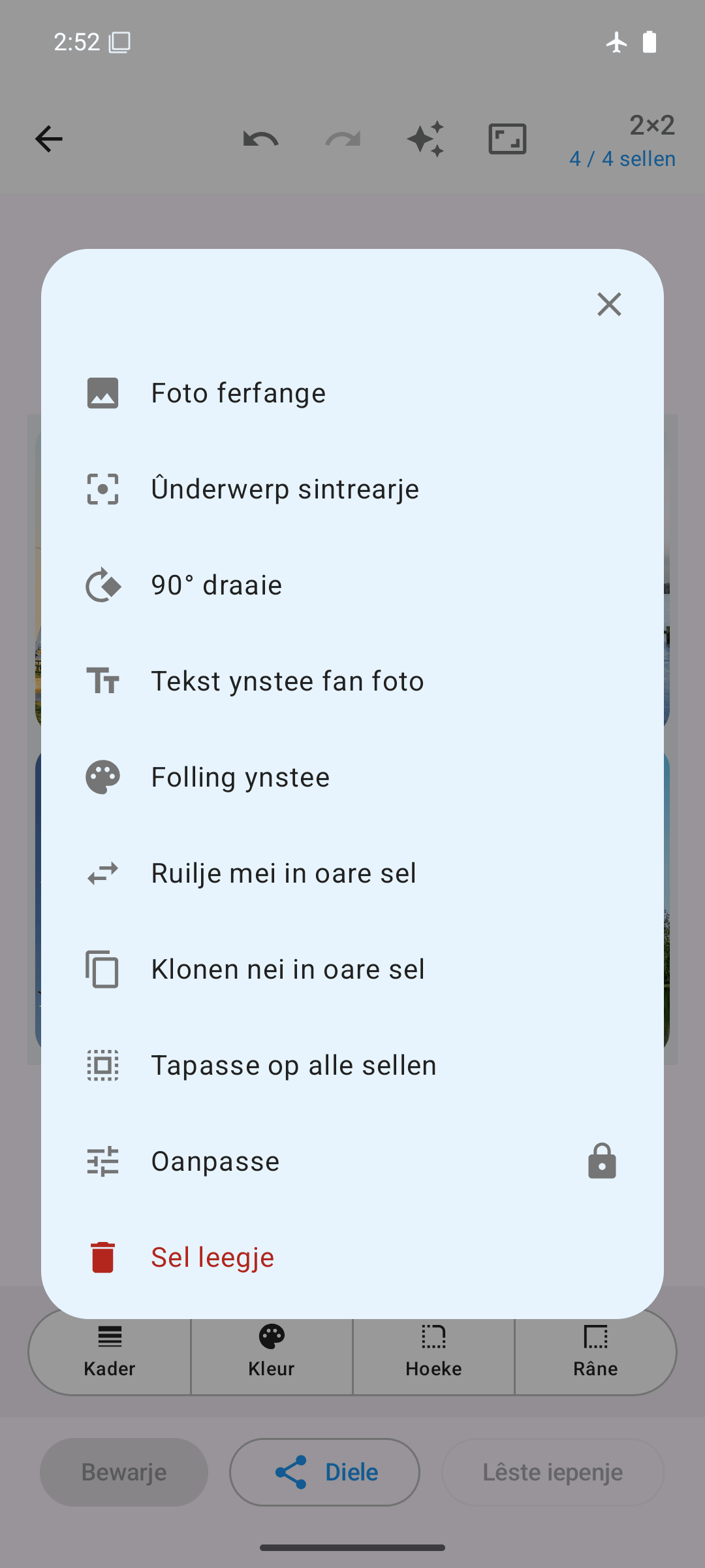 Opsjes de sel: ferfange, draaie, wikselje, klonje, oanpasse