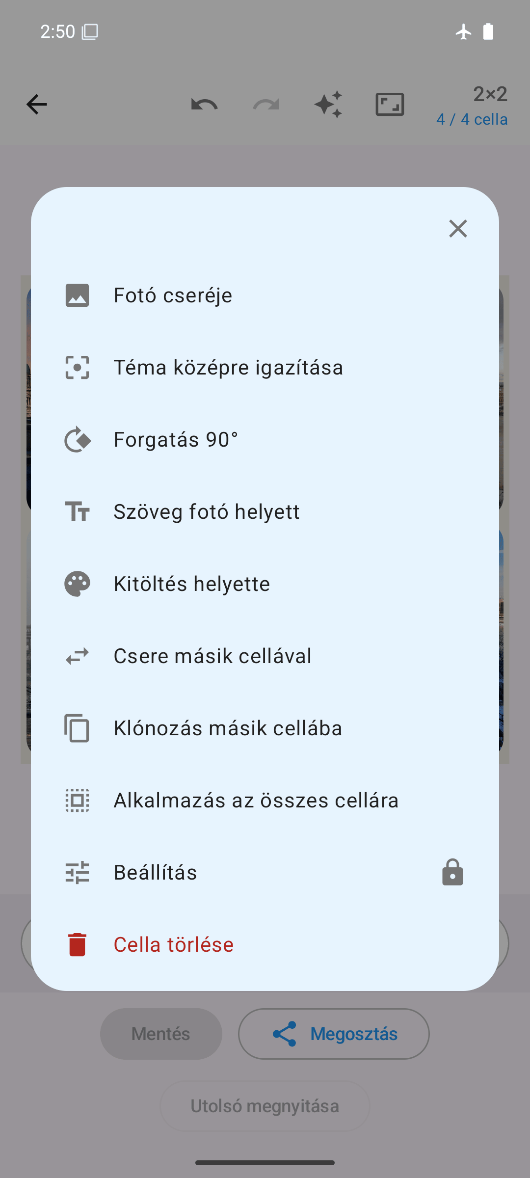 Cellabeállítások: csere, forgatás, felcserélés, klónozás, igazítás