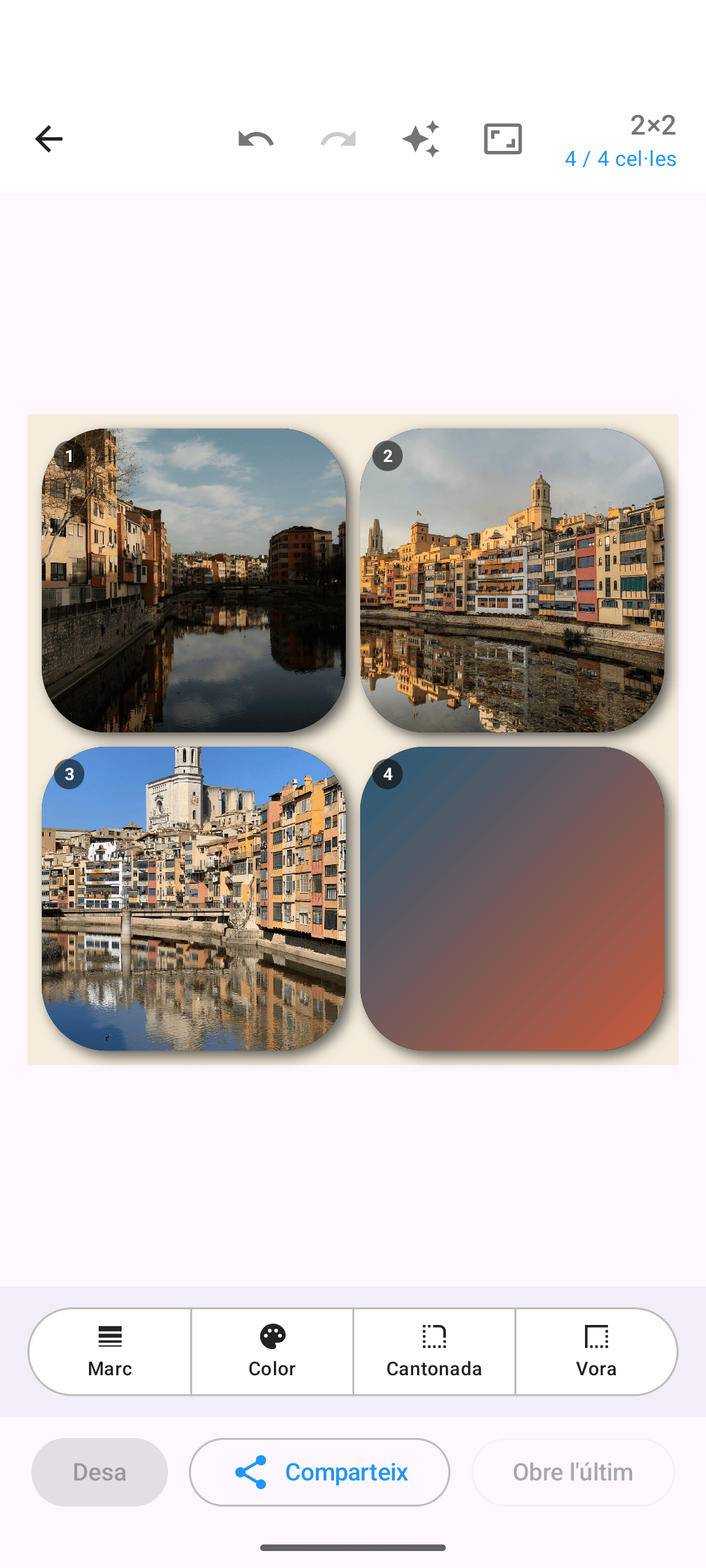 Collage de fotos amb un estil de marc de doble línia