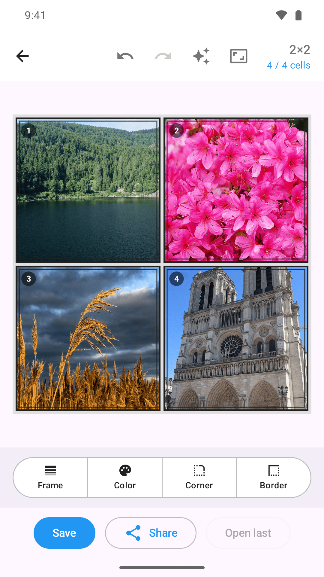 Photo collage with a double-line border style