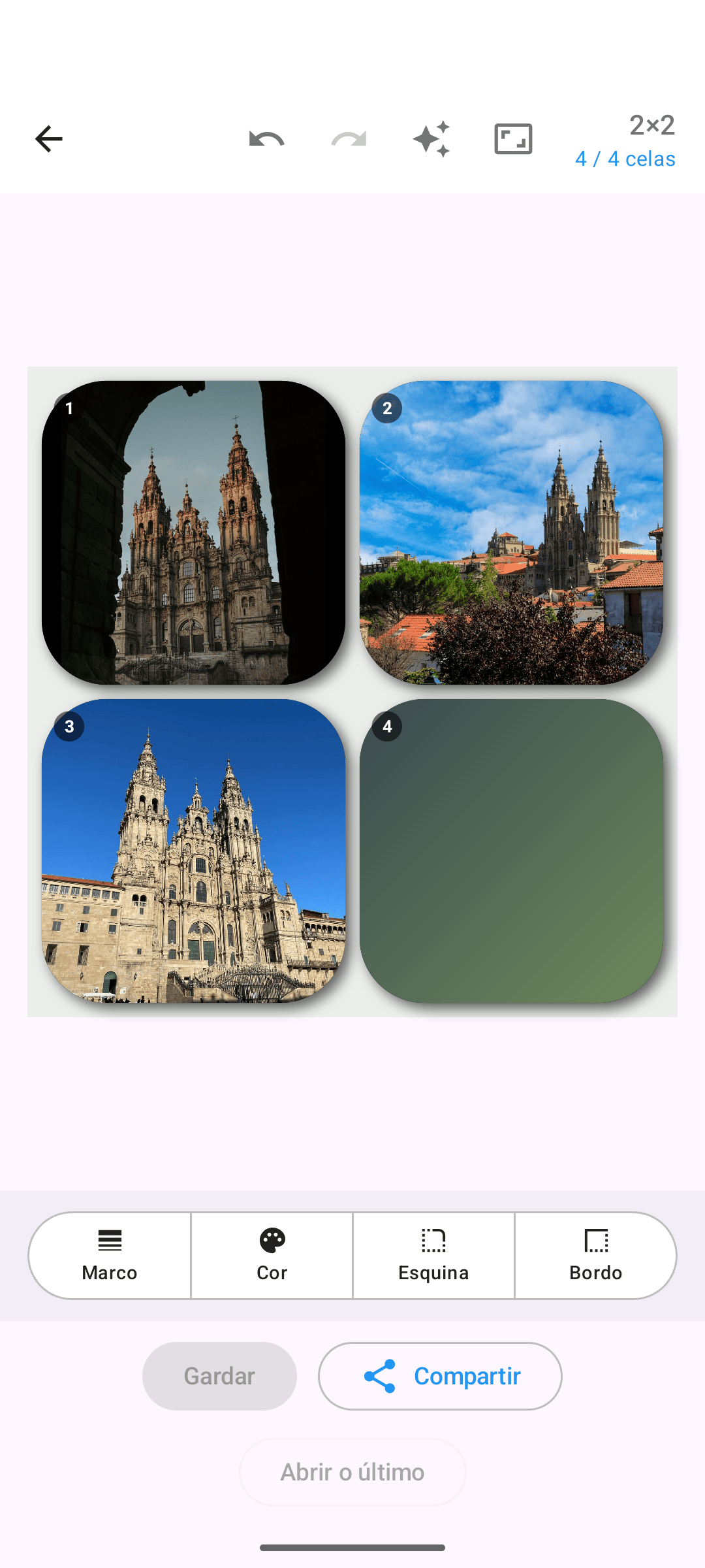 Colaxe de fotos cun estilo de marco de dobre liña