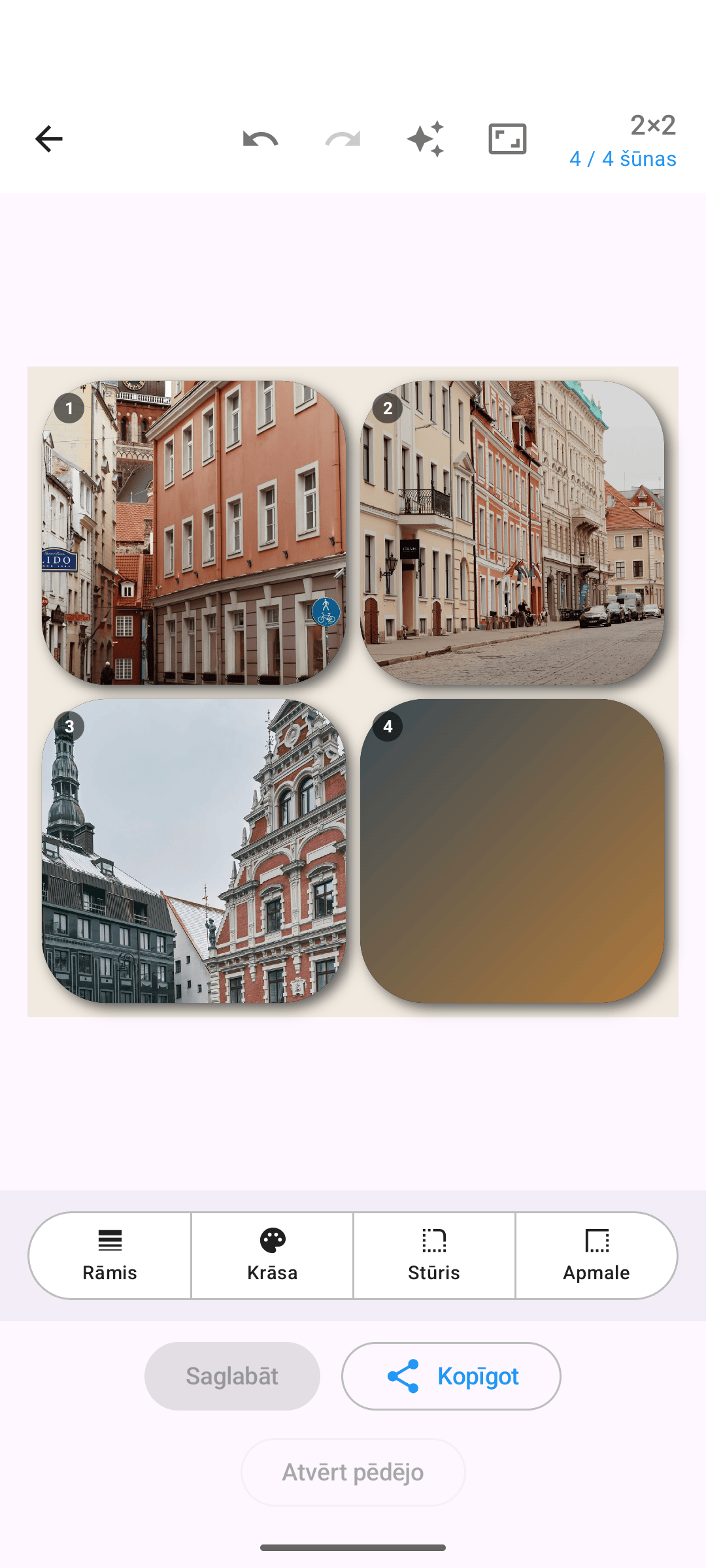 Fotokolāža ar dubultlīnijas rāmja stilu
