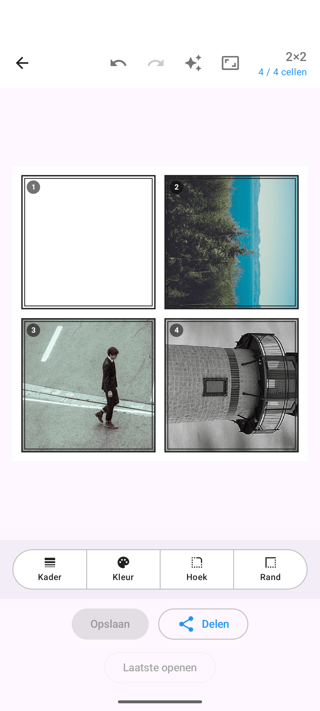 Fotocollage met een dubbele-lijn-randstijl