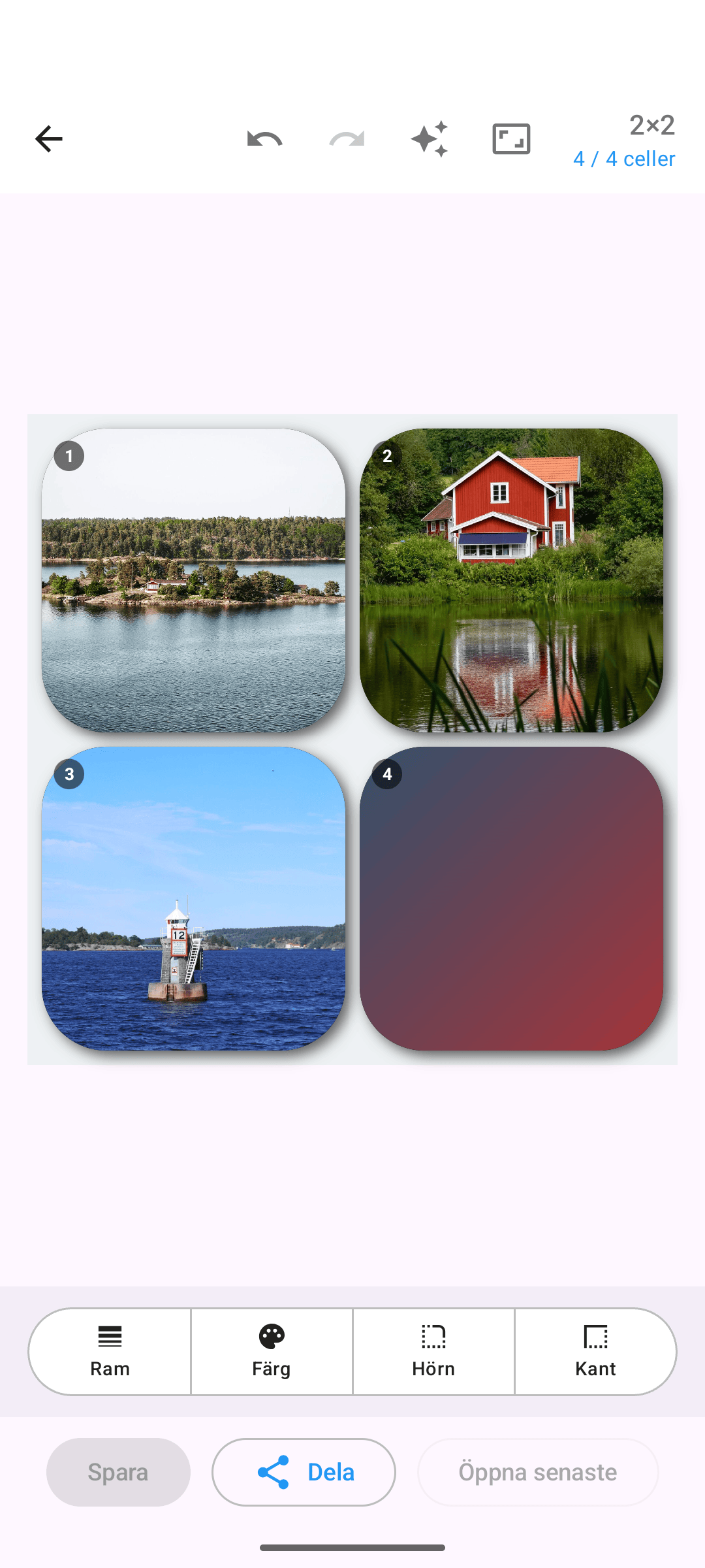 Fotokollage med dubbellinjerad ramstil