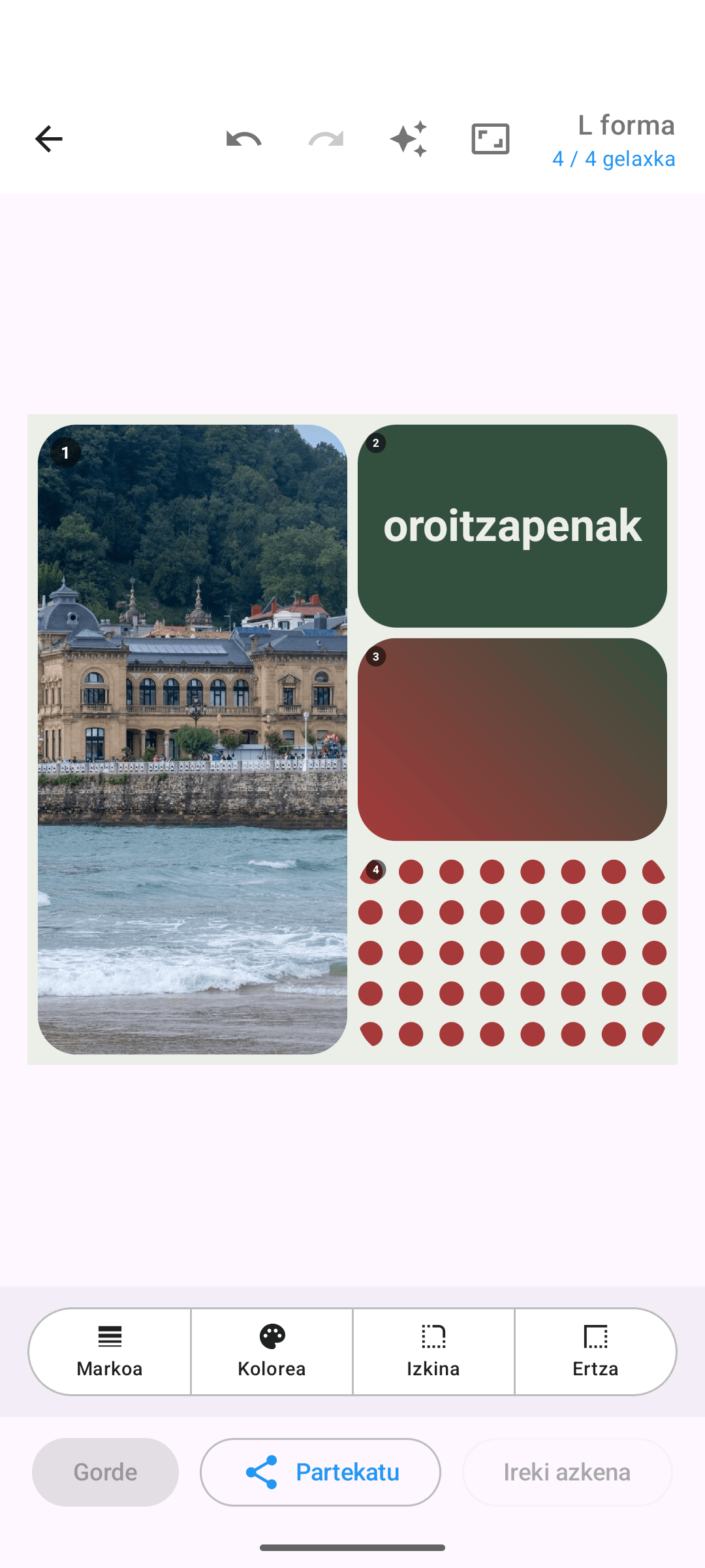 Argazkiz, testu-gelaxkaz eta kolore-gradientez osatutako kolaje mistoa