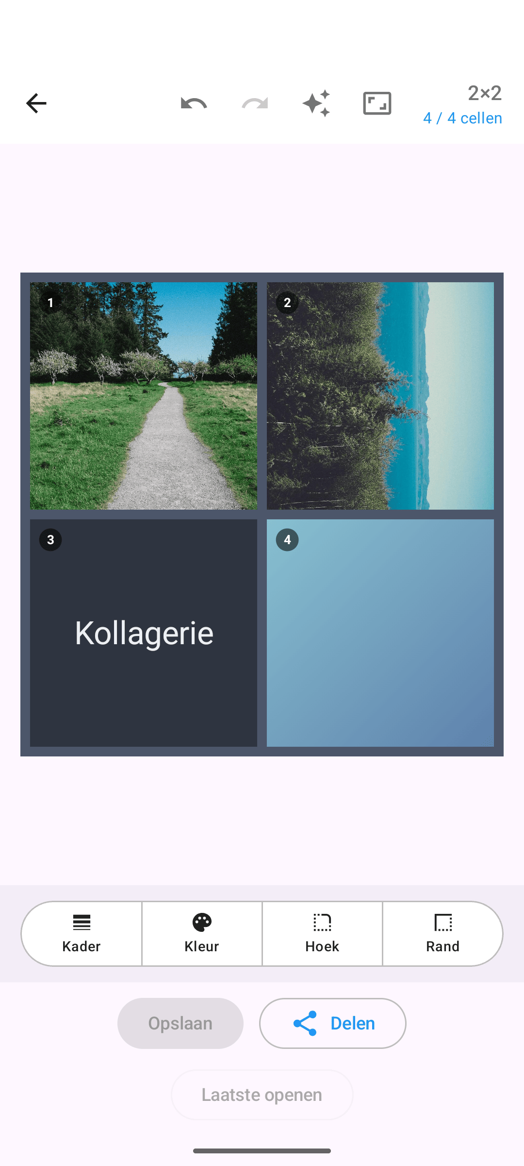 Gemengde collage van foto's, een tekstcel en een kleurverloop